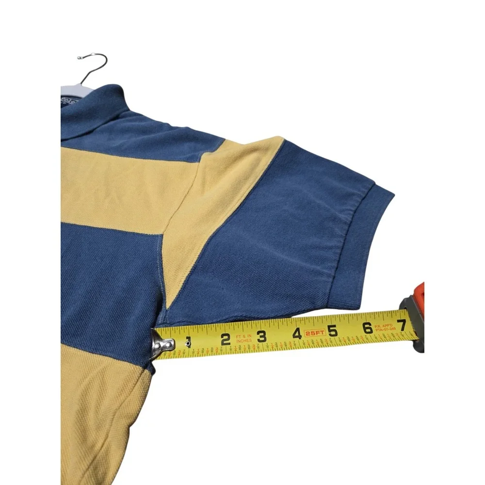 Polo Ralph Lauren Mens Blue Yellow Striped Short Sleeve Cotton‎ Polo Shirt L